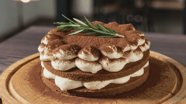 Beautifully decorated tiramisu cake