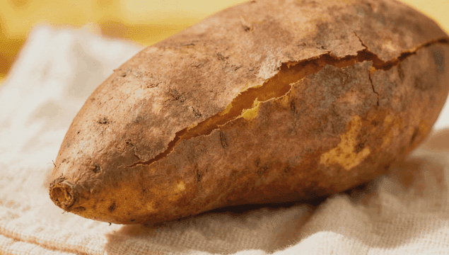 천 위에 구운 고구마