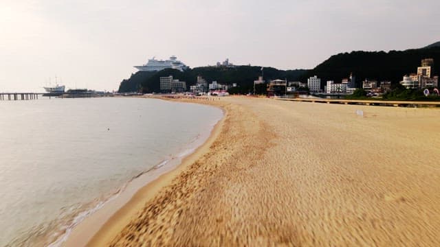 Tranquil beach view at dusk