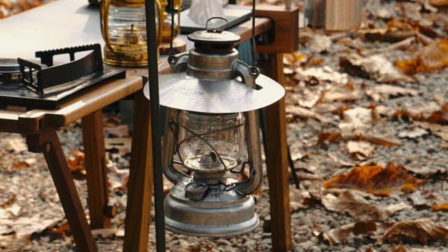 Vintage Lantern on a Wooden Table