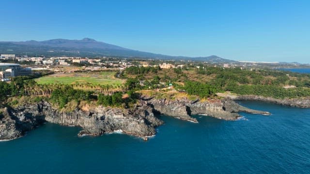 해안 절벽과 멀리 보이는 도시 풍경