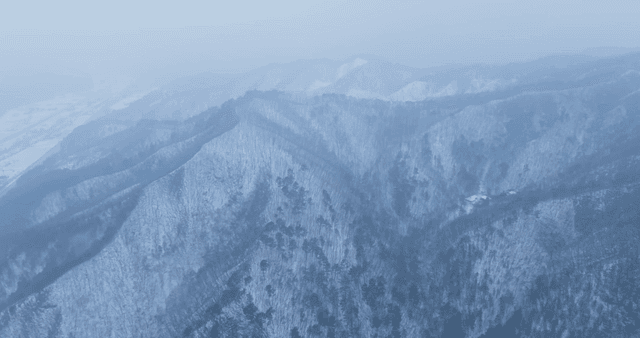 Snow-covered mountains in winter