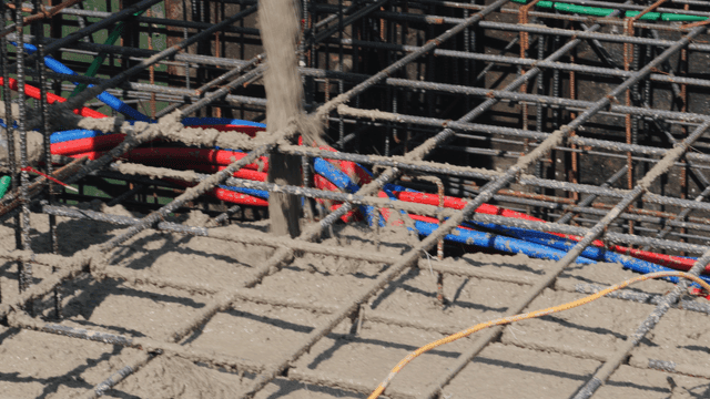 Concrete pouring at a construction site