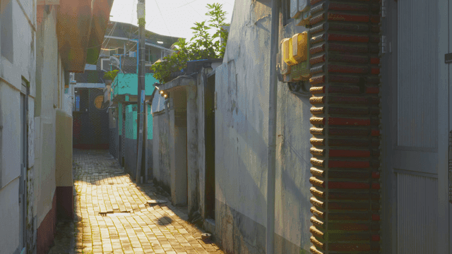 조용한 주거 지역의 좁은 골목길