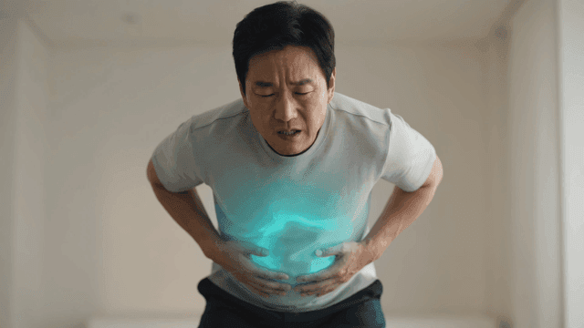 Middle-aged men suffering from abdominal pain