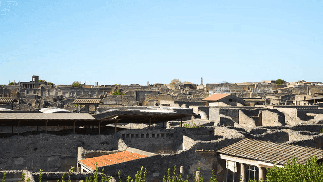 Ancient ruins under a clear blue sky