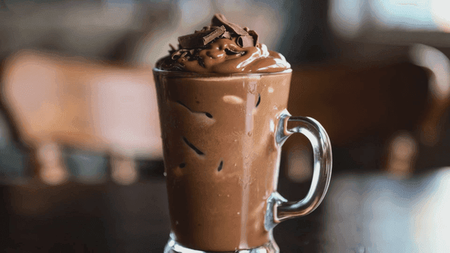 Chocolate milkshake topped with whipped cream