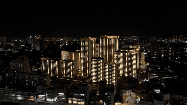 Illuminated city skyline at night