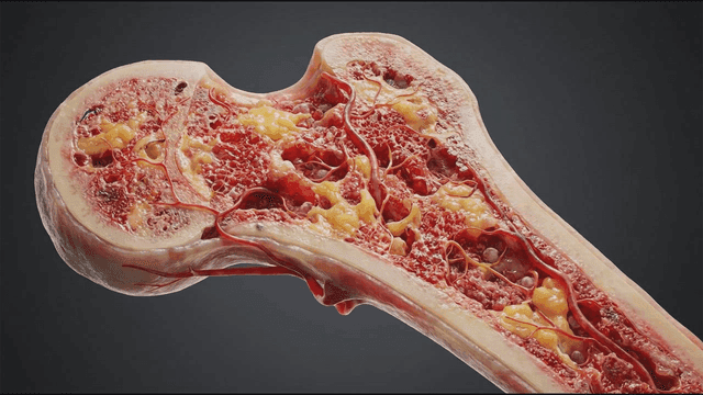 Detailed view of bone marrow structure