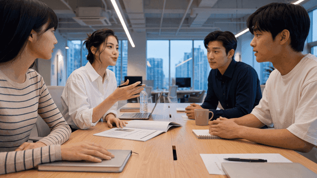 Team meeting in a modern office setting