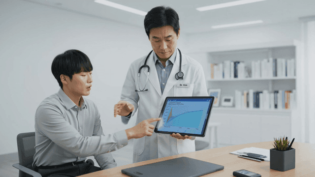 Doctor explaining health data to patient