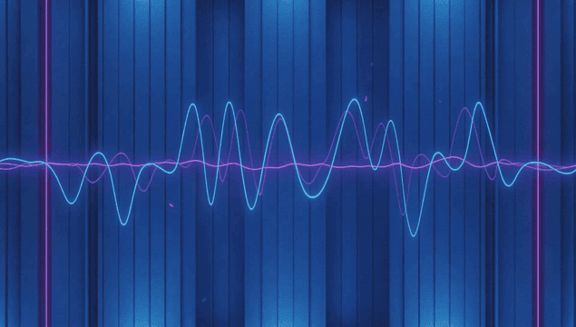 Colorful sound waves on a blue background