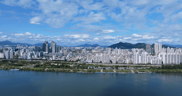 Vast urban landscape with river