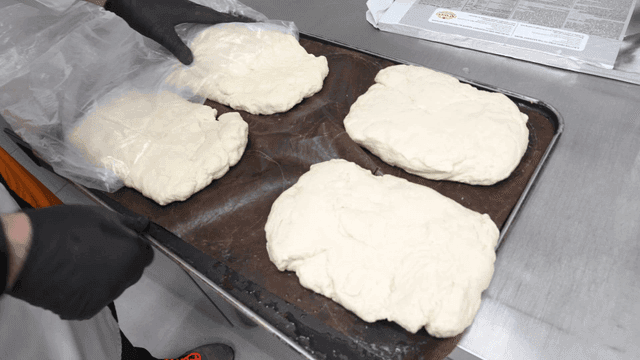 Dough preparation on a tray