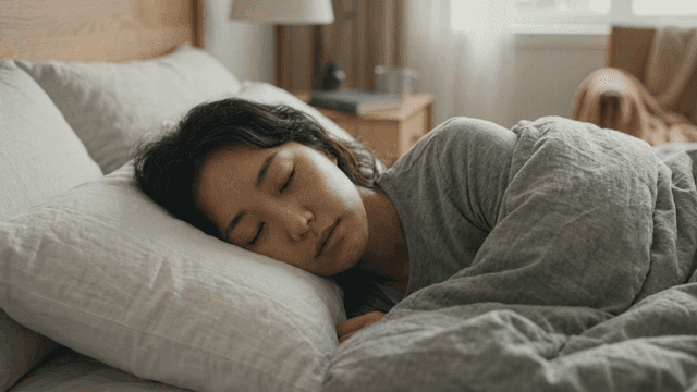 Woman sleeping peacefully in bed