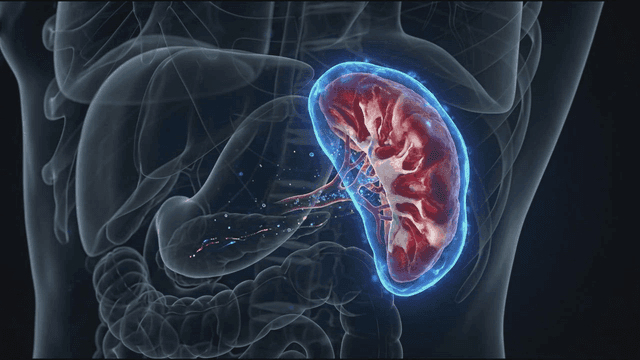 Detailed view of a human kidney