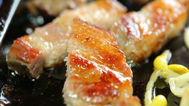 Sizzling Grilled Pork on Plate