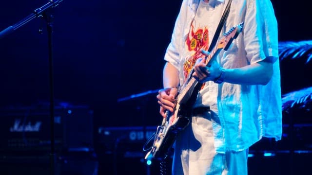 Musician Playing Electric Guitar On Stage