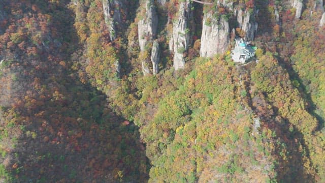 가을 단풍이 든 산 풍경