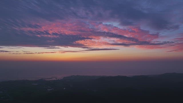 Colorful sunset over a coastal landscape