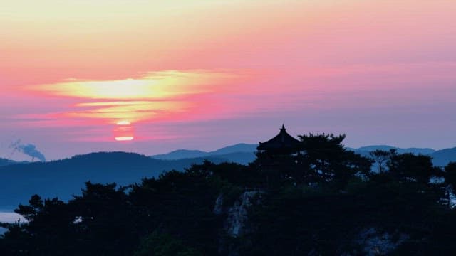 Serene Sunset at a Traditional Pagoda