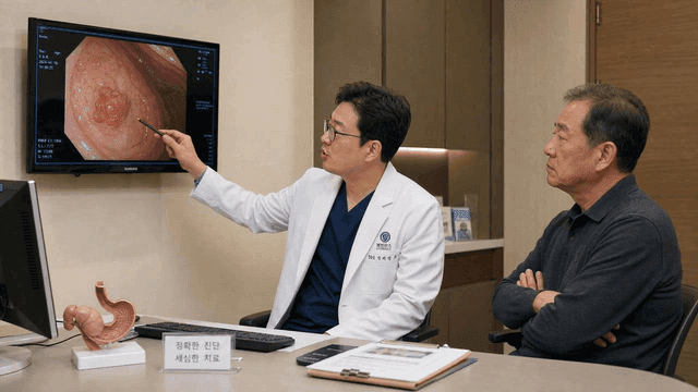 Doctor explaining endoscopy results to patient