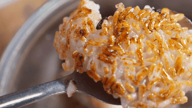 Spoonful of crispy scorched rice