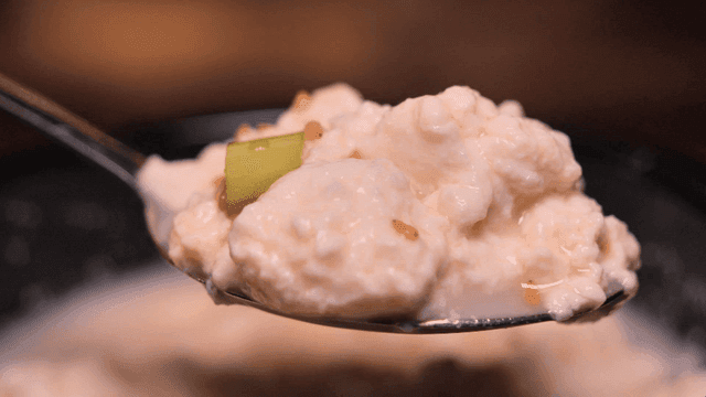 Spoonful of white tofu stew