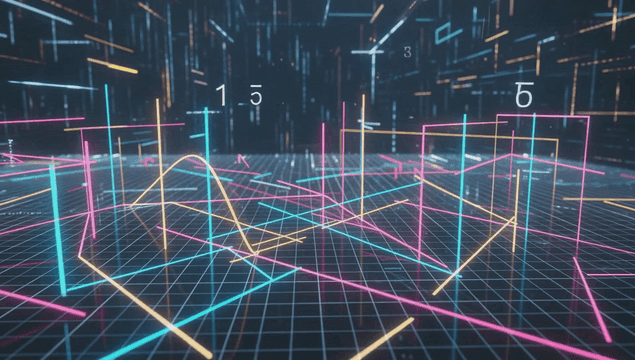 Colorful digital lines on a grid