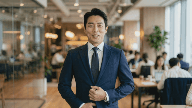 Confident businessman in a modern office