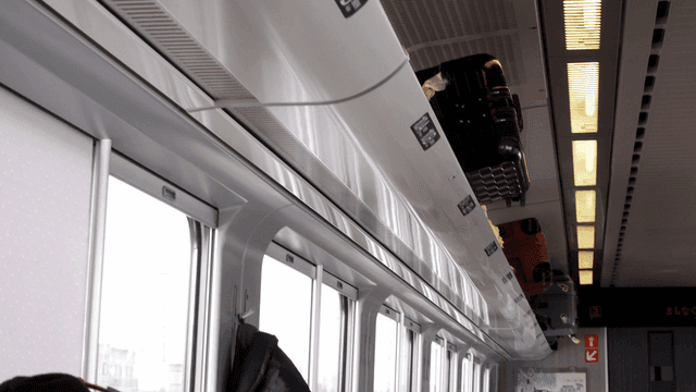 Suitcases loaded on train