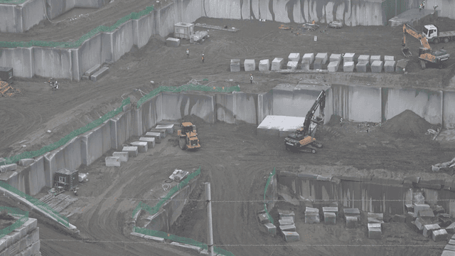Large quarries and heavy equipment