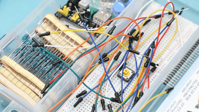 Colorful wires and electronic components