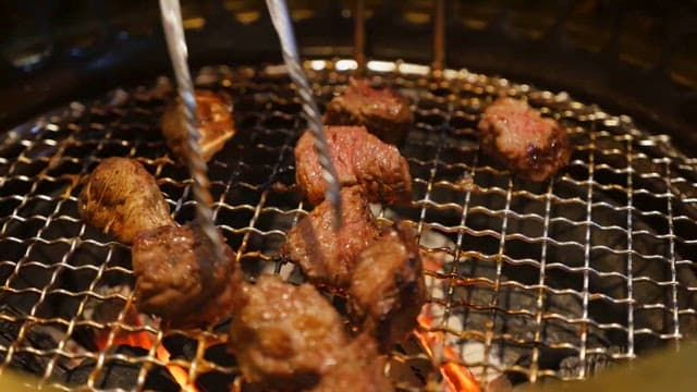 Grilled Meats Cooking on a Charcoal Grill