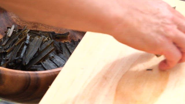 Hand Preparation of Traditional Seaweed Dish