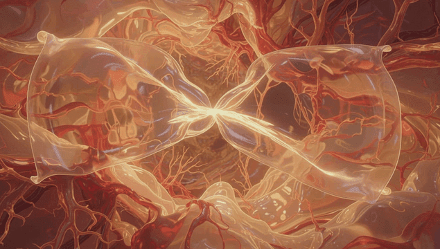 Luminous abstract structure with luminous organic forms