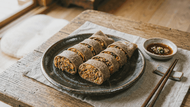 Buckwheat pancakes on simple table