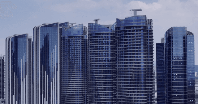 Modern city skyline with skyscrapers