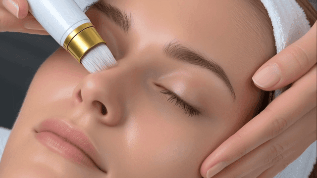 피부 관리 기구 시술 받는 여성