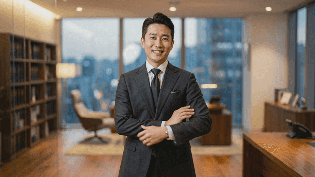 Confident businessman in a modern office
