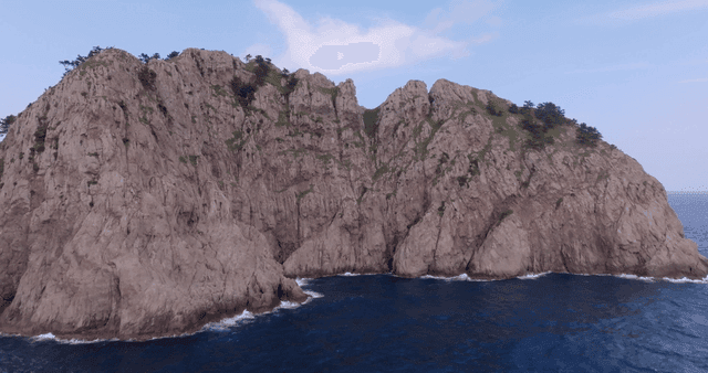 파도가 치는 바다의 바위 절벽