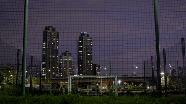 Night soccer game in the city