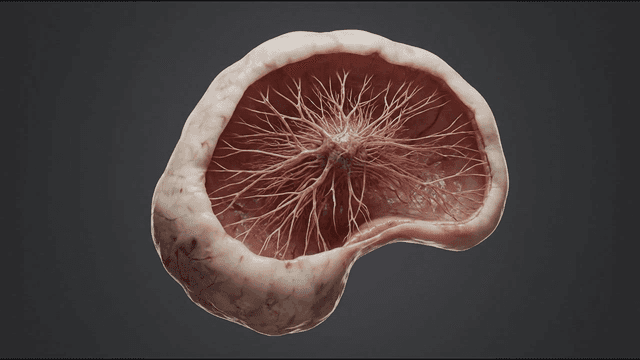 Detailed view of structure of human placenta