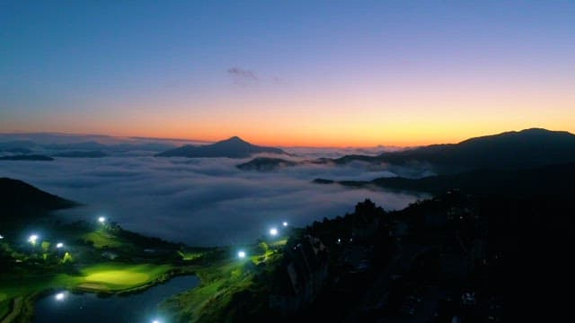 Early Morning Foggy Mountain Sunrise