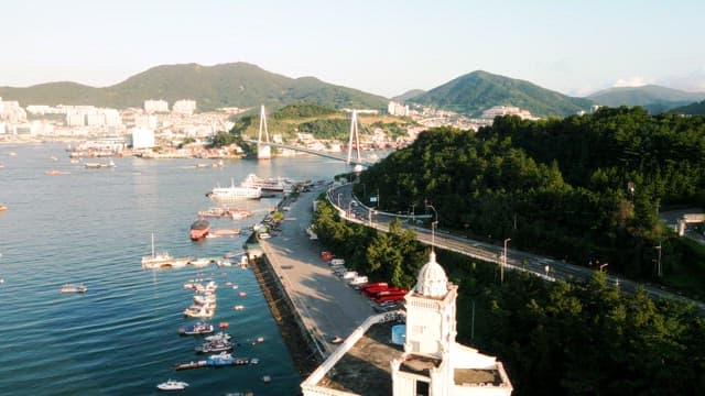 Scenic View of Cityscape and Coastline