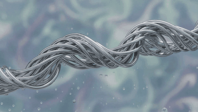 Intertwined metallic strands with droplets