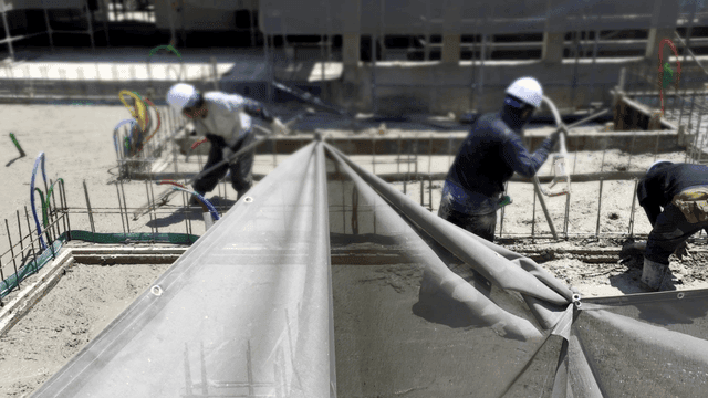 Construction workers at a building site