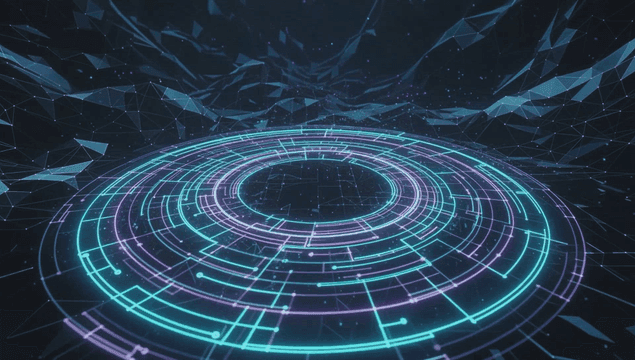 Futuristic digital interface with neon lights