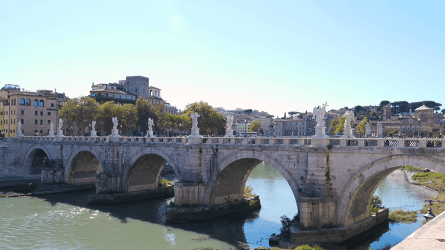 Historic bridge over river