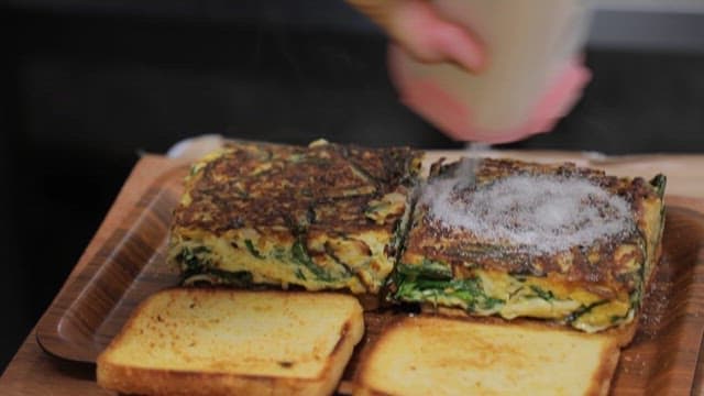 Sugar Sprinkled on Toast with Pancakes